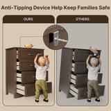 Brown Dresser with 4 Drawers, Vertical Storage Dresser for Bedroom, Hallway, Entryway, Closet Organizer, Nightstand Bedside Table Furniture