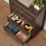 4 Drawer Dresser for Bedroom, Tall Wood Dresser with Large Drawer & Delicate Handles for Closet, Living Room, Hallway - Dark Brown