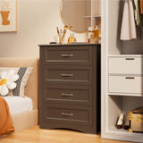 Asofer 4-Drawer Dresser, Dark Brown Modern Chest of Drawers with Spacious Storage