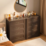 4 Drawer Dresser for Bedroom, Tall Wood Dresser with Large Drawer & Delicate Handles for Closet, Living Room, Hallway - Dark Brown