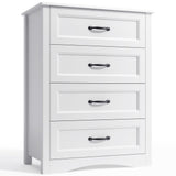 White Dresser with 4 Drawers, Vertical Storage Dresser for Bedroom, Hallway, Entryway, Closet Organizer, Nightstand Bedside Table Furniture