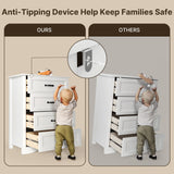 White Dresser with 4 Drawers, Vertical Storage Dresser for Bedroom, Hallway, Entryway, Closet Organizer, Nightstand Bedside Table Furniture