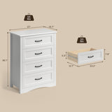 Asofer 4-Drawer Dresser, White Modern Chest of Drawers with Spacious Storage
