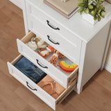 White Dresser with 4 Drawers, Vertical Storage Dresser for Bedroom, Hallway, Entryway, Closet Organizer, Nightstand Bedside Table Furniture