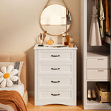 White Dresser with 4 Drawers, Vertical Storage Dresser for Bedroom, Hallway, Entryway, Closet Organizer, Nightstand Bedside Table Furniture