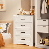 Asofer 4-Drawer Dresser, White Modern Chest of Drawers with Spacious Storage