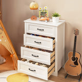 Asofer 4-Drawer Dresser, White Modern Chest of Drawers with Spacious Storage