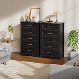 Asofer 5-Drawer Dresser, Modern Black Chest with Metal Handles for Bedroom & Living Room Storage