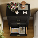 Asofer 5-Drawer Dresser, Modern Black Chest with Metal Handles for Bedroom & Living Room Storage