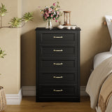 Asofer Tall 5 Drawer Dresser, Vertical Storage Dresser Cabinet for Bedroom & College Dorm,White