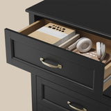 Asofer 5-Drawer Dresser, Modern Black Chest with Metal Handles for Bedroom & Living Room Storage