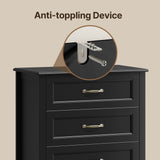 Asofer 5-Drawer Dresser, Modern Black Chest with Metal Handles for Bedroom & Living Room Storage