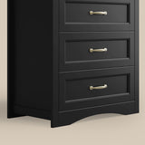 Asofer 5-Drawer Dresser, Modern Black Chest with Metal Handles for Bedroom & Living Room Storage