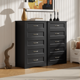 Asofer Bedroom Sets, Includes 5 Drawer Dresser & 7 Drawer Dresser with Metal Handle for Master Bedroom, Black