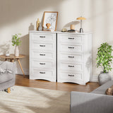 5 Drawer White Dresser, Tall Dresser for Bedroom, Modern Storage Cabinet Wood Chest of Drawers for Living Room