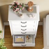 Aiho 5 Drawer White Dresser, Tall Dresser for Bedroom, Modern Storage Cabinet Wood Chest of Drawers for Living Room