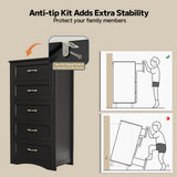 Asofer Bedroom Sets, Includes 5 Drawer Dresser & 7 Drawer Dresser with Metal Handle for Master Bedroom, Black