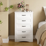 5 Drawer White Dresser, Tall Dresser for Bedroom, Modern Storage Cabinet Wood Chest of Drawers for Living Room