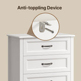 Asofer 5-Drawer Dresser, Modern White Chest with Metal Handles for Bedroom & Living Room Storage