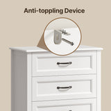 5 Drawer White Dresser, Tall Dresser for Bedroom, Modern Storage Cabinet Wood Chest of Drawers for Living Room