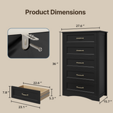 Asofer Bedroom Sets, Includes 5 Drawer Dresser & 7 Drawer Dresser with Metal Handle for Master Bedroom, Black