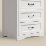 Asofer 5-Drawer Dresser, Modern White Chest with Metal Handles for Bedroom & Living Room Storage