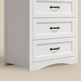 5 Drawer White Dresser, Tall Dresser for Bedroom, Modern Storage Cabinet Wood Chest of Drawers for Living Room