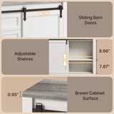 Asofer Farmhouse Sideboard Buffet with Sliding Barn Doors & 4 Drawers, Adjustable Shelves, Gray