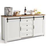 Asofer Farmhouse Sideboard Buffet Cabinet with Storage,Sliding Barn Doors,Adjustable Shelf and 4 Drawers,Retro