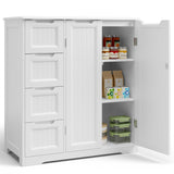 Asofer Bathroom Floor Storage Cabinet, Freestanding Cabinet with 4 Drawer & 2 Door & 2 Shelves for Bathroom, Kitchen, Living Room