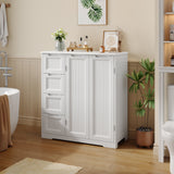 Asofer Bathroom Floor Storage Cabinet, Freestanding Cabinet with 4 Drawer & 2 Door & 2 Shelves for Bathroom, Kitchen, Living Room