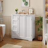 Wooden Bathroom Floor Cabinet with 4 Drawers & 1 Cupboard, for Living Room Entryway - White