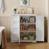 Asofer Bathroom Floor Storage Cabinet, Freestanding Cabinet with 4 Drawer & 2 Door & 2 Shelves for Bathroom, Kitchen, Living Room