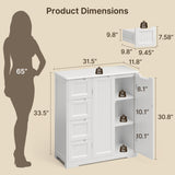 Wooden Bathroom Floor Cabinet with 4 Drawers & 1 Cupboard, for Living Room Entryway - White
