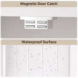 Asofer Bathroom Floor Storage Cabinet, Freestanding Cabinet with 4 Doors, Adjustable Shelves, White