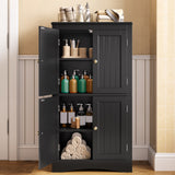 Floor Cabinet,Asofer Bathroom Storage Cabinet with Adjustable Shelves and 4 Magnetic Doors, 43" Wooden Pantry Cabinet for Kitchen, Living Room, White