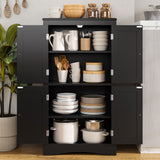 Asofer 43" H Kitchen Pantry Storage Cabinet with Adjustable Shelves, Food Pantry Cabinet with Magnetic Doors for Kitchen, Living Room, Dinning Room，Black