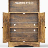 71" H Bookcase, 6-Shelf Bookcase with Adjustable Shelves & Doors for Home Office, Living Room, Bedroom - Retro