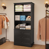 3-Shelf Bookcase with 3 Drawers for Living Room, Bedroom - True Black