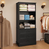 3-Shelf Bookcase with 3 Drawers for Living Room, Bedroom - True Black