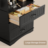 3-Shelf Bookcase with 3 Drawers for Living Room, Bedroom - True Black
