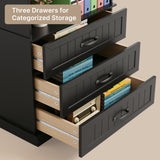 3-Shelf Bookcase with 3 Drawers for Living Room, Bedroom - True Black