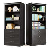 3-Shelf Bookcase with 3 Drawers for Living Room, Bedroom - True Black
