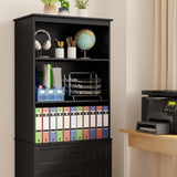 3-Shelf Bookcase with 3 Drawers for Living Room, Bedroom - True Black