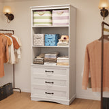 3-Shelf Bookcase with 3 Drawers for Living Room, Bedroom - White