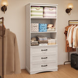 3-Shelf Bookcase with 3 Drawers for Living Room, Bedroom - White