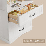 Asofer 6-Piece Bedroom Set with Bookcase, Queen Size Bed, 2 Chests of Drawers and 2 Nightstands, White