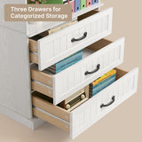 3-Shelf Bookcase with 3 Drawers for Living Room, Bedroom - White