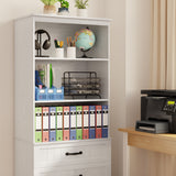 3-Shelf Bookcase with 3 Drawers for Living Room, Bedroom - White