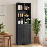5 Shelf Bookcase with Doors- Black